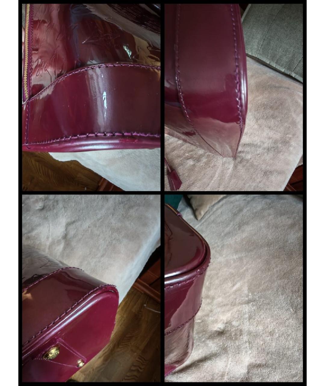 LOUIS VUITTON Бордовая сумка с короткими ручками из лакированной кожи, фото 6