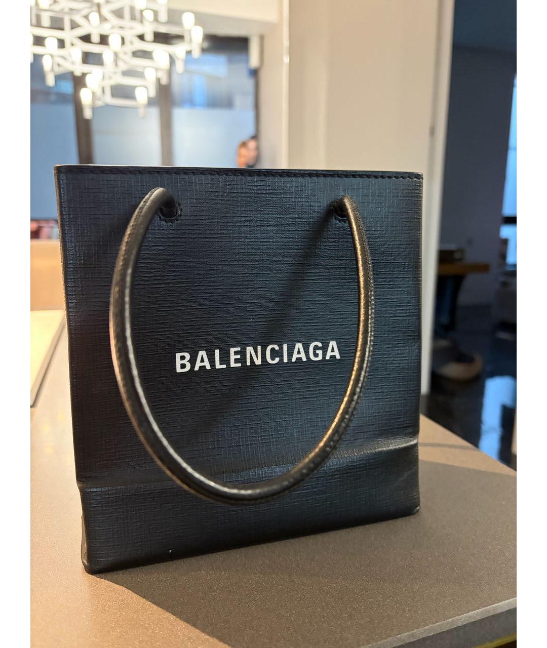 BALENCIAGA Черная кожаная сумка с короткими ручками, фото 2