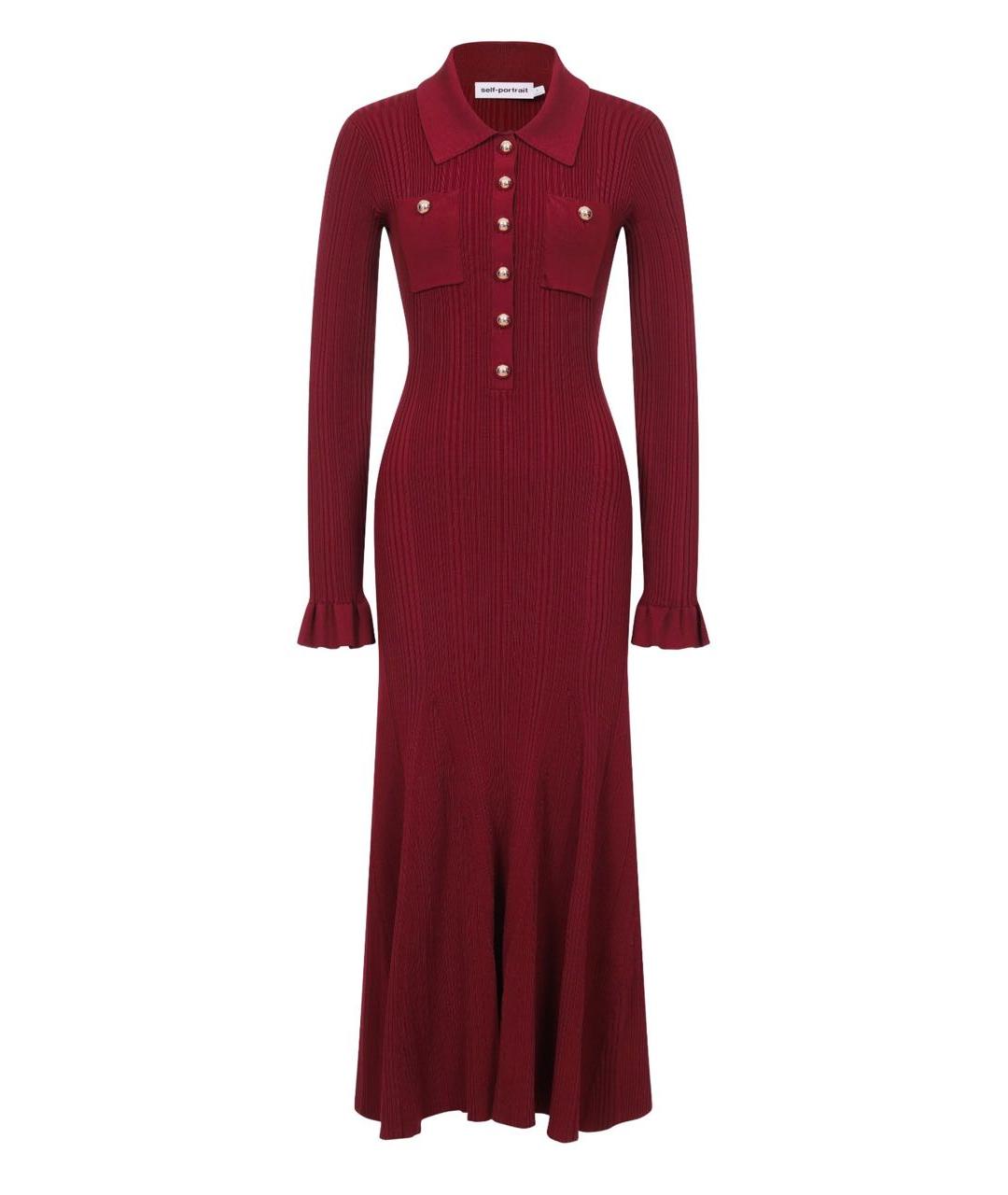 SELF-PORTRAIT Бордовое вискозное повседневное платье, фото 1