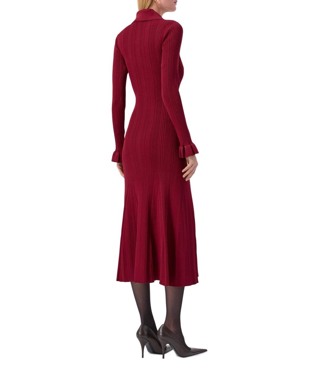 SELF-PORTRAIT Бордовое вискозное повседневное платье, фото 3