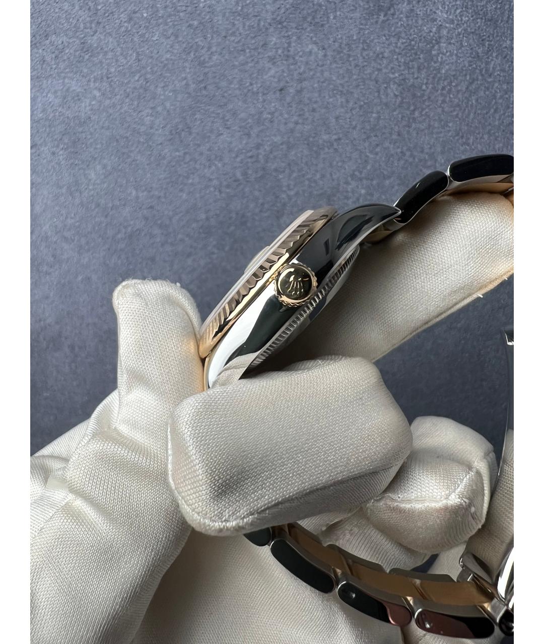 ROLEX Белые часы из желтого золота, фото 4