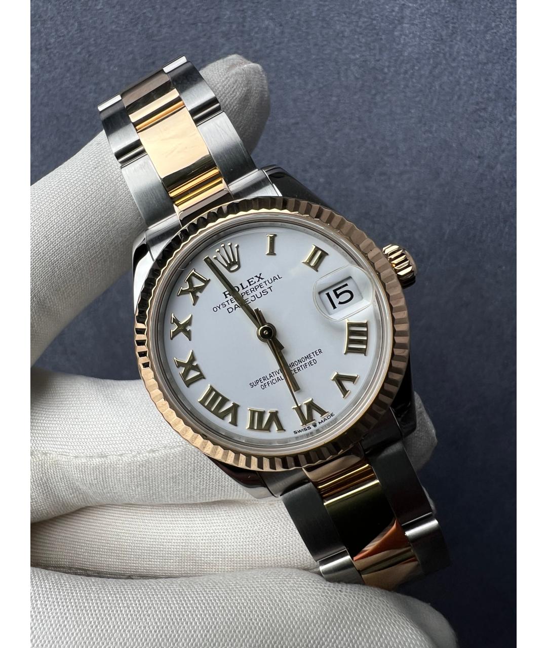 ROLEX Белые часы из желтого золота, фото 2