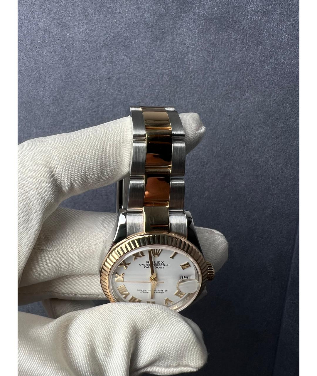 ROLEX Белые часы из желтого золота, фото 5