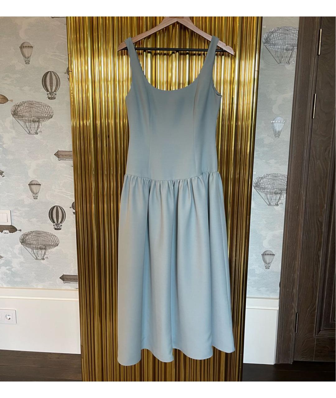12 STOREEZ Голубое шерстяное коктейльное платье, фото 5