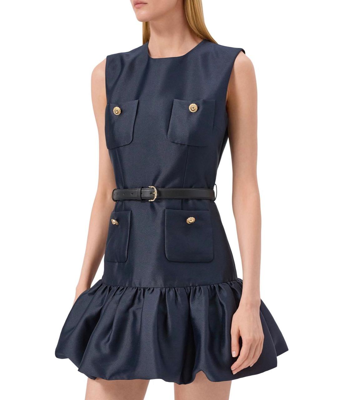 SELF-PORTRAIT Темно-синее полиэстеровое повседневное платье, фото 3