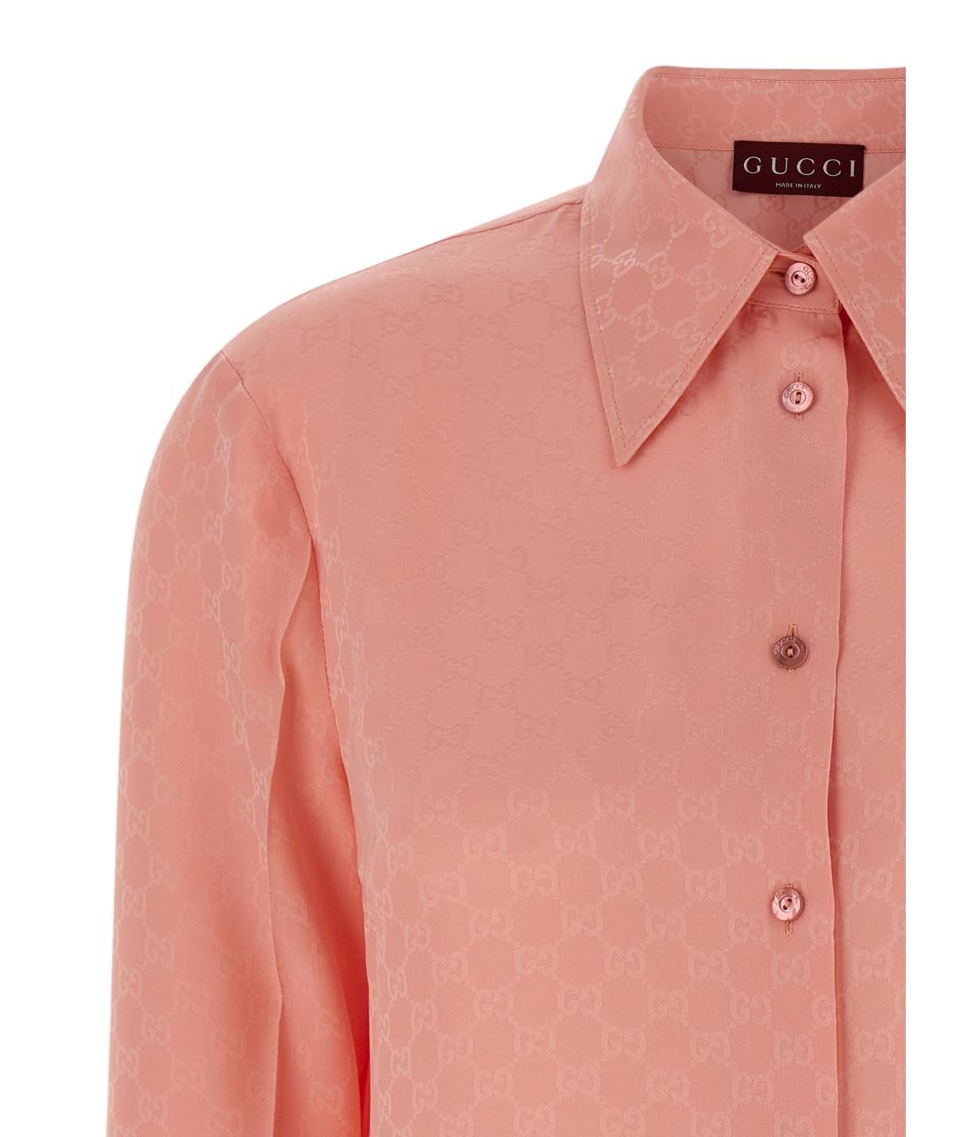 GUCCI Розовая шелковая рубашка, фото 3