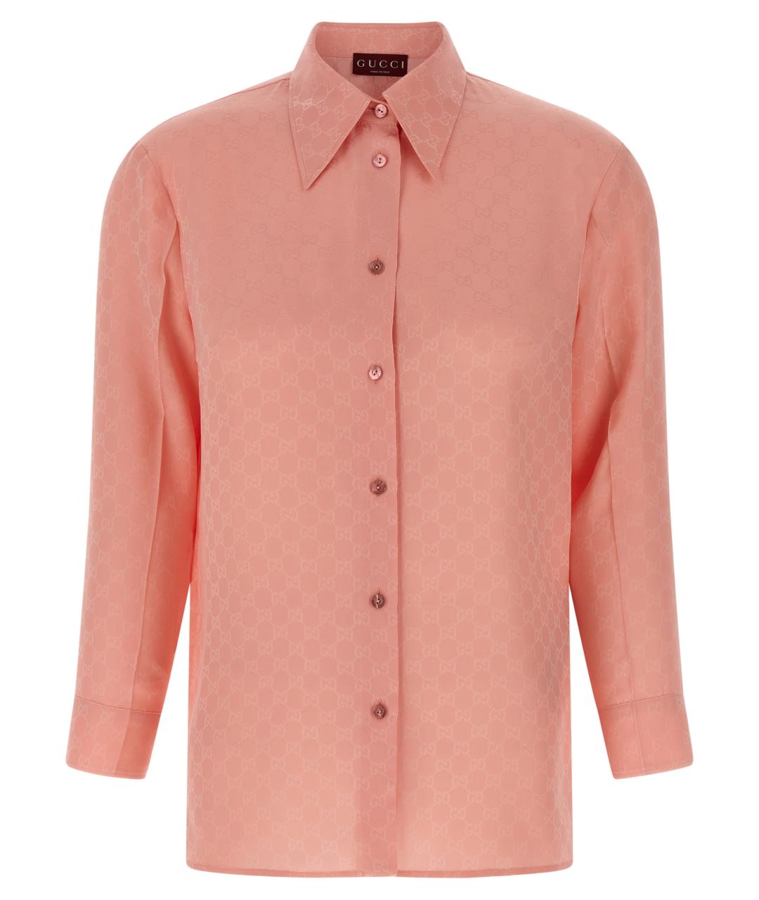 GUCCI Розовая шелковая рубашка, фото 1