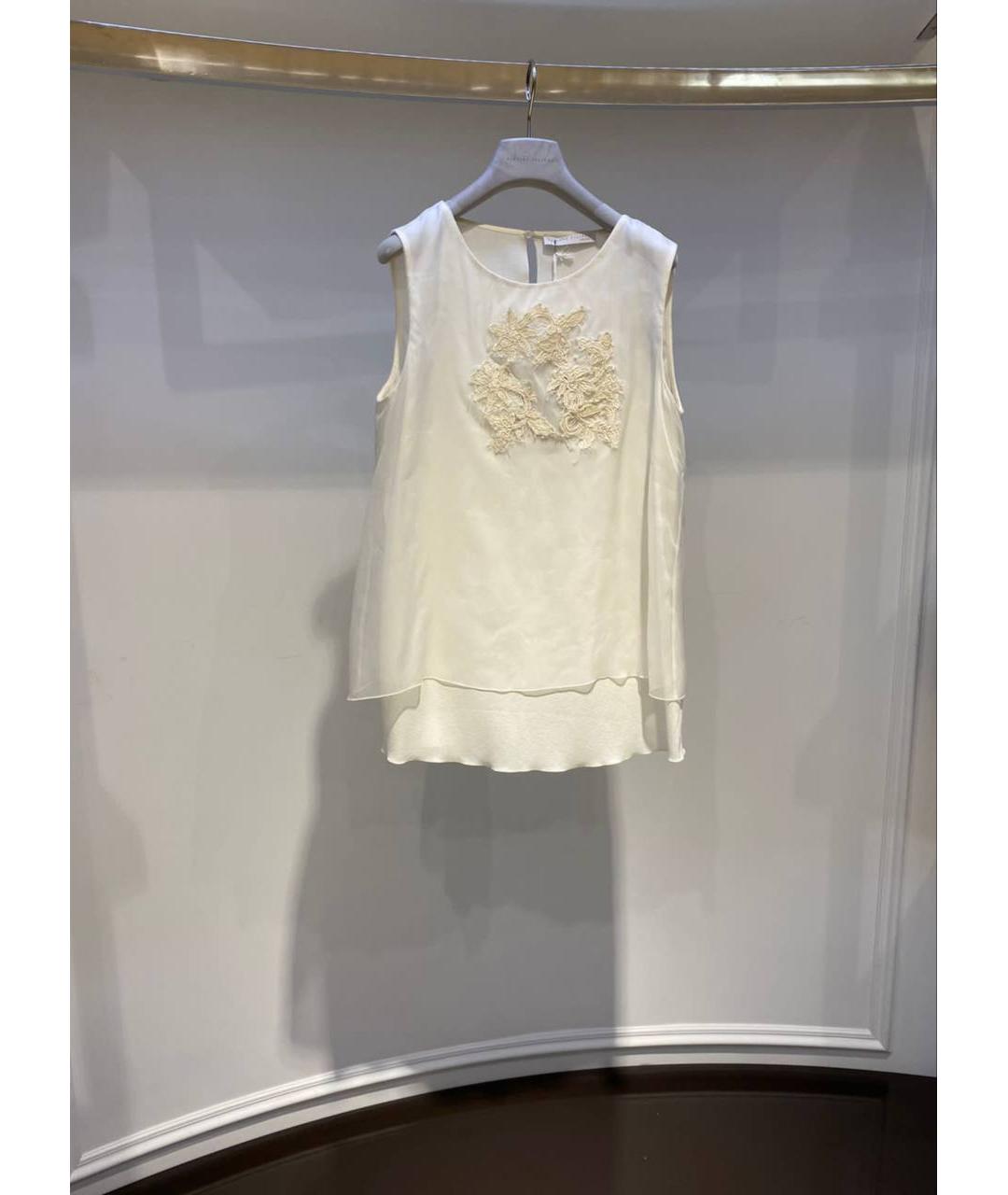 FABIANA FILIPPI Белая шелковая блузы, фото 4