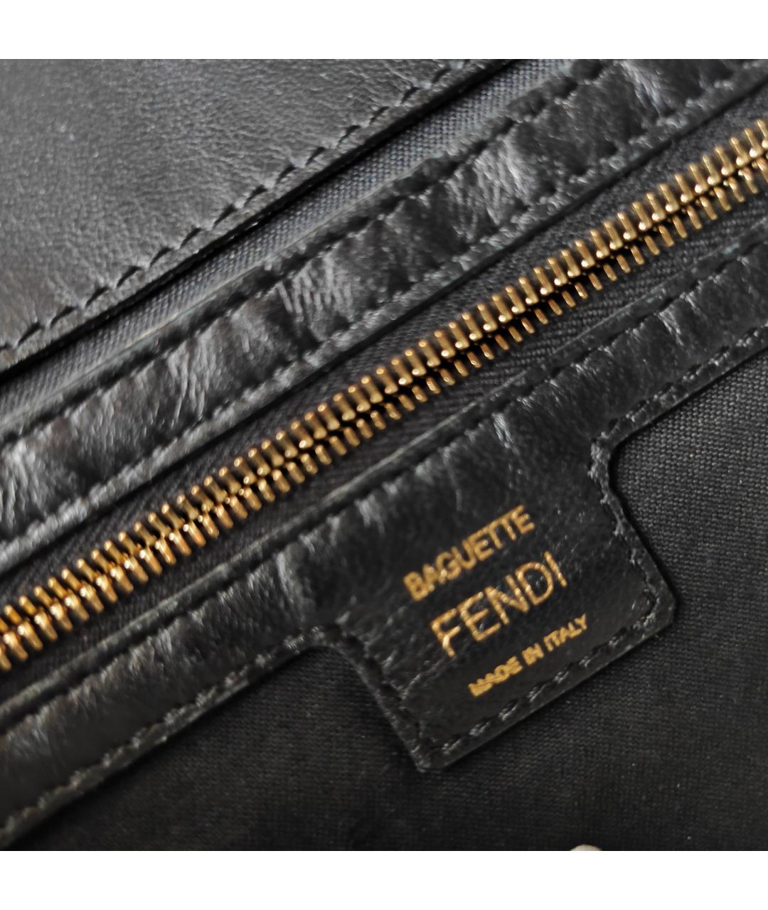 FENDI Черная кожаная сумка с короткими ручками, фото 5