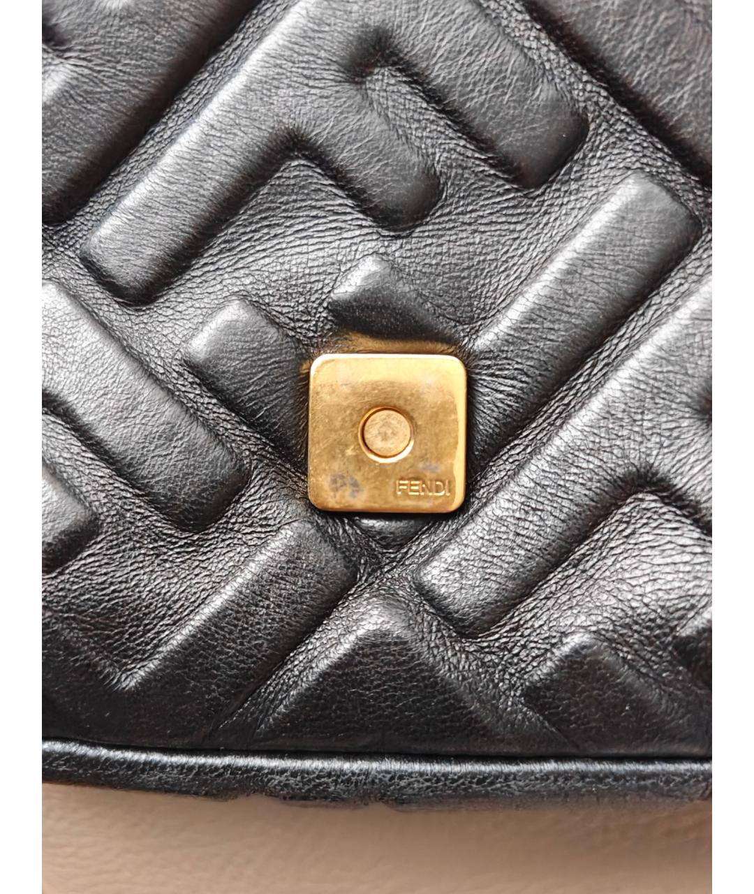 FENDI Черная кожаная сумка с короткими ручками, фото 6