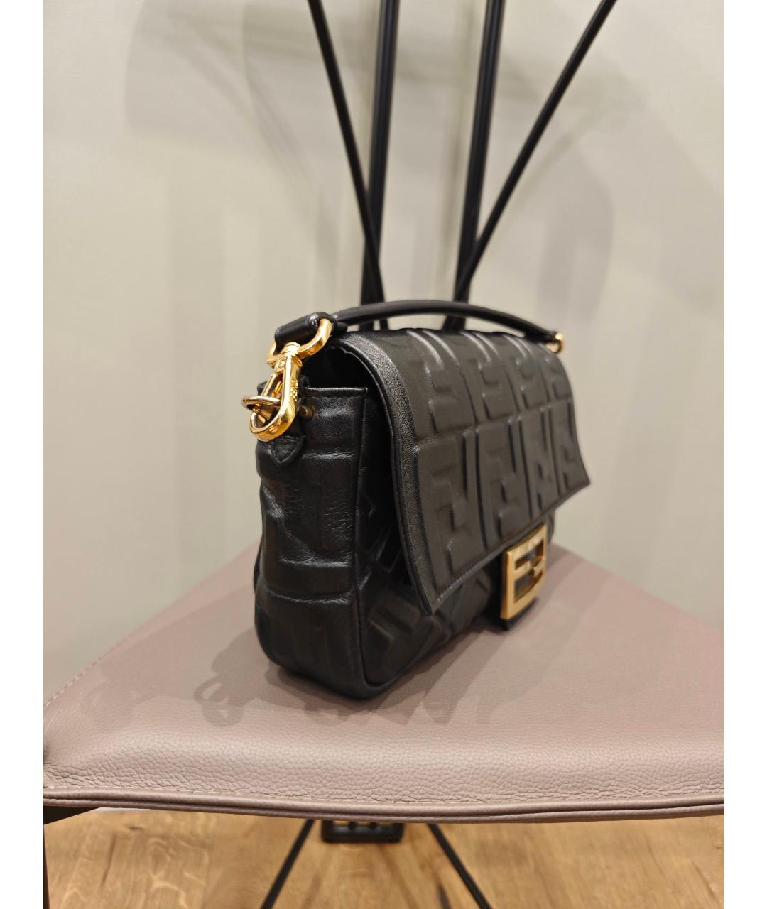 FENDI Черная кожаная сумка с короткими ручками, фото 2