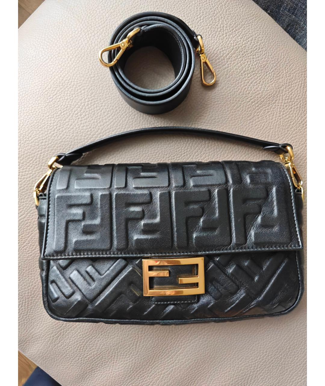 FENDI Черная кожаная сумка с короткими ручками, фото 8