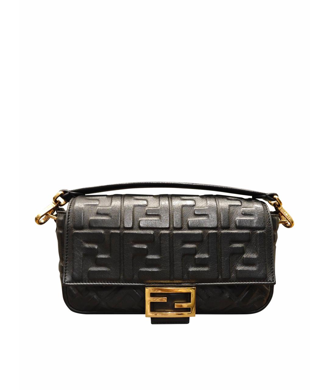 FENDI Черная кожаная сумка с короткими ручками, фото 1