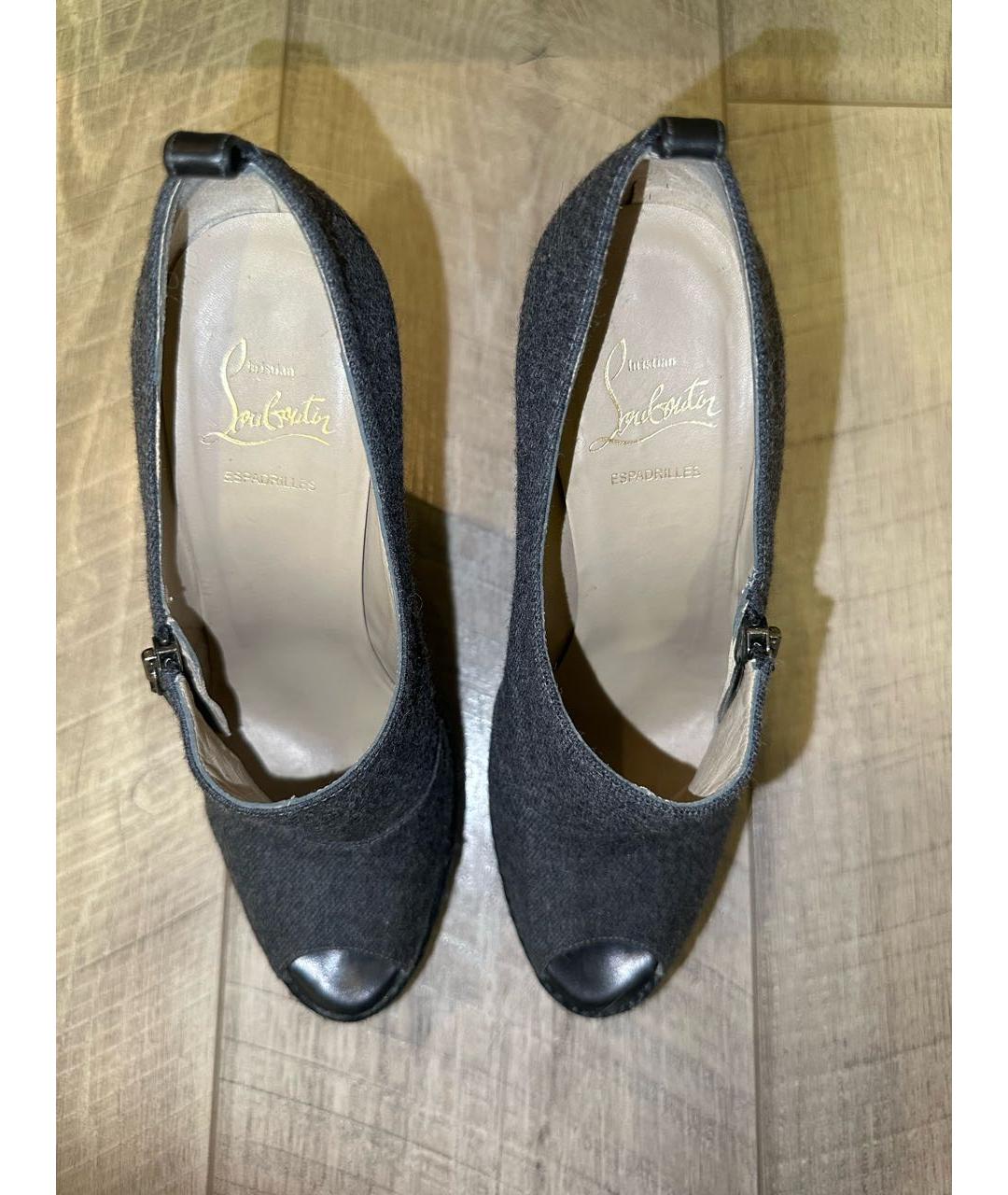 CHRISTIAN LOUBOUTIN Антрацитовые текстильные ботильоны, фото 5