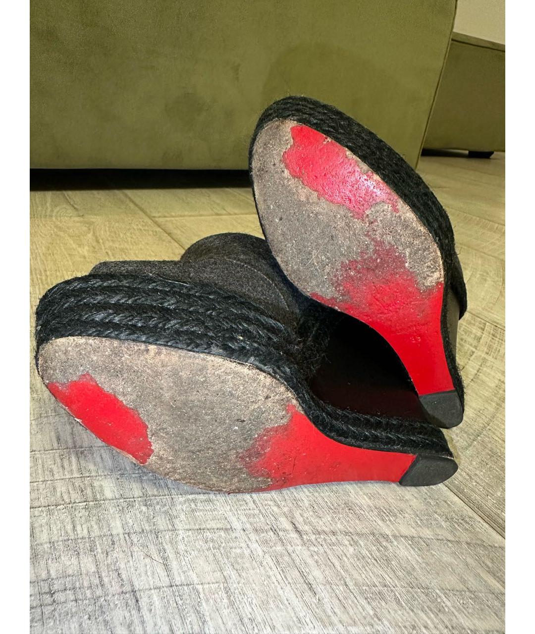 CHRISTIAN LOUBOUTIN Антрацитовые текстильные ботильоны, фото 8