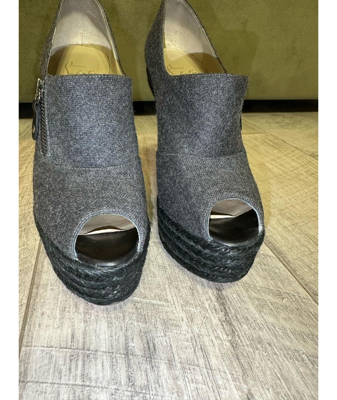 CHRISTIAN LOUBOUTIN Антрацитовые текстильные ботильоны, фото 6