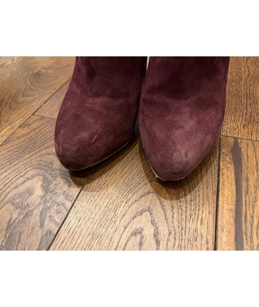 CHRISTIAN LOUBOUTIN Бордовые замшевые ботильоны, фото 6
