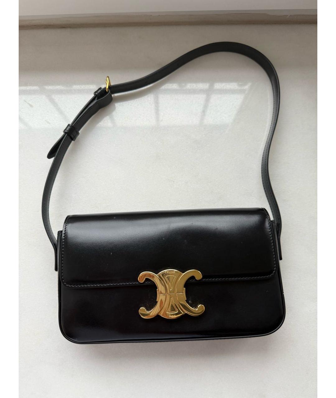 CELINE Черная кожаная сумка через плечо, фото 5