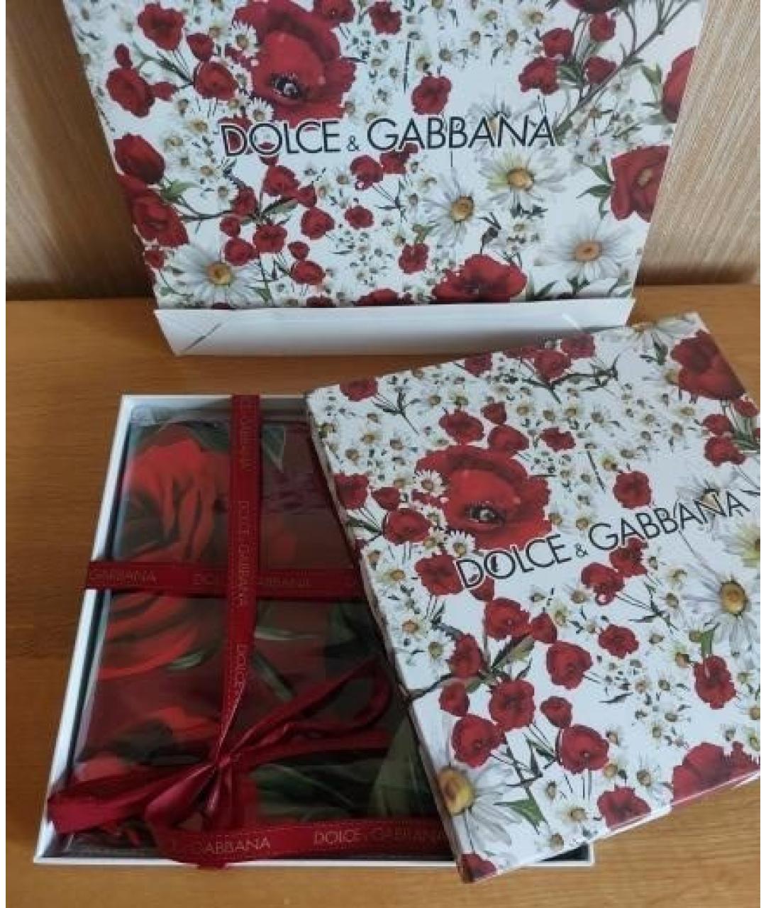 DOLCE&GABBANA Бордовый шелковый платок, фото 2