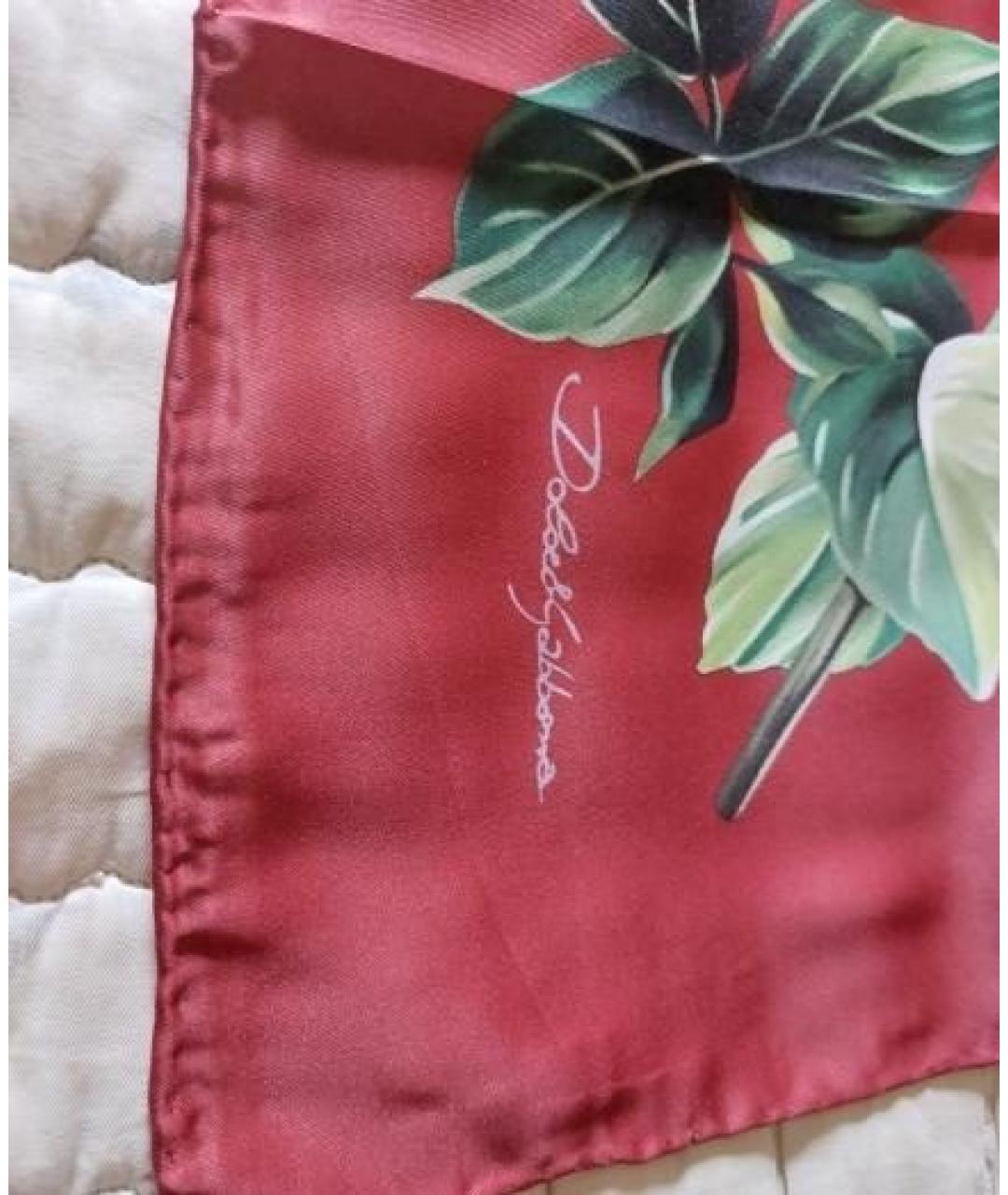 DOLCE&GABBANA Бордовый шелковый платок, фото 4