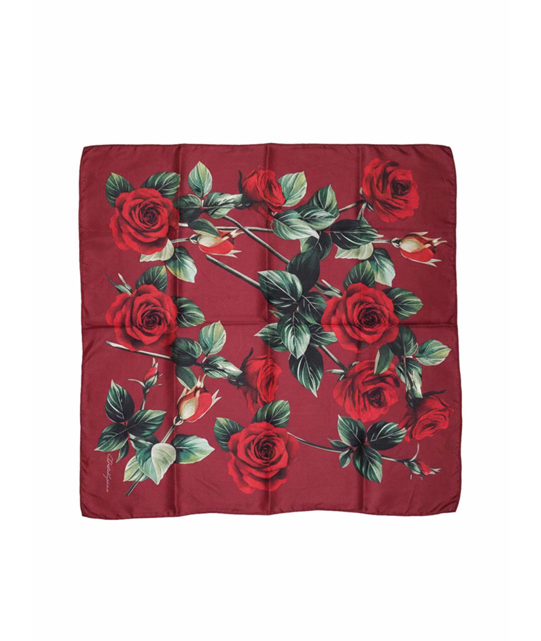 DOLCE&GABBANA Бордовый шелковый платок, фото 1