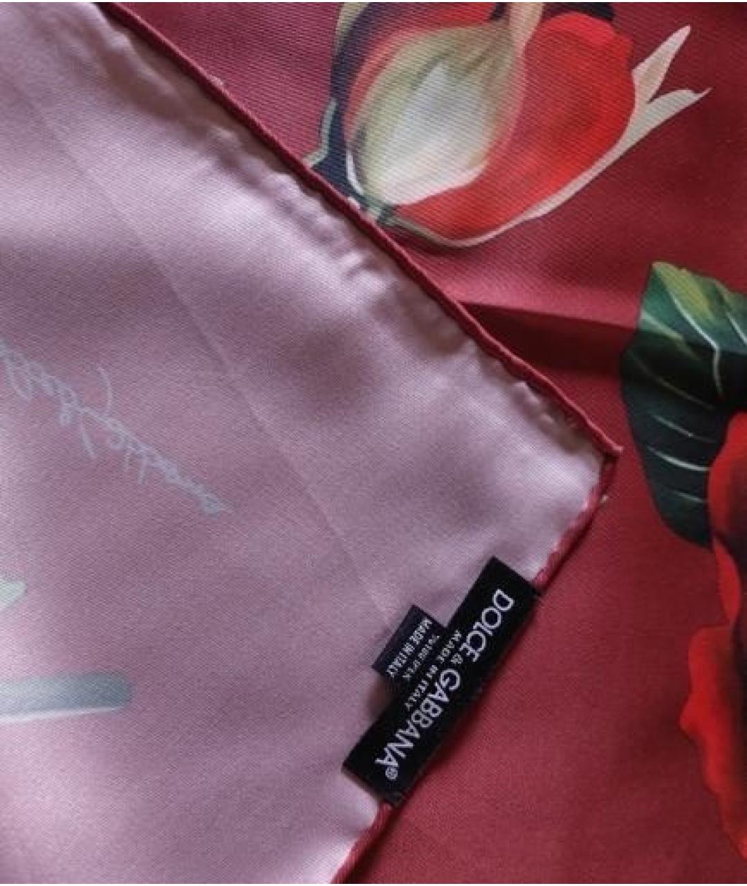 DOLCE&GABBANA Бордовый шелковый платок, фото 5