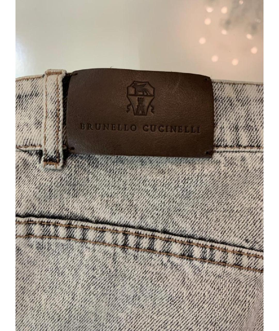 BRUNELLO CUCINELLI Серые хлопковые прямые джинсы, фото 7