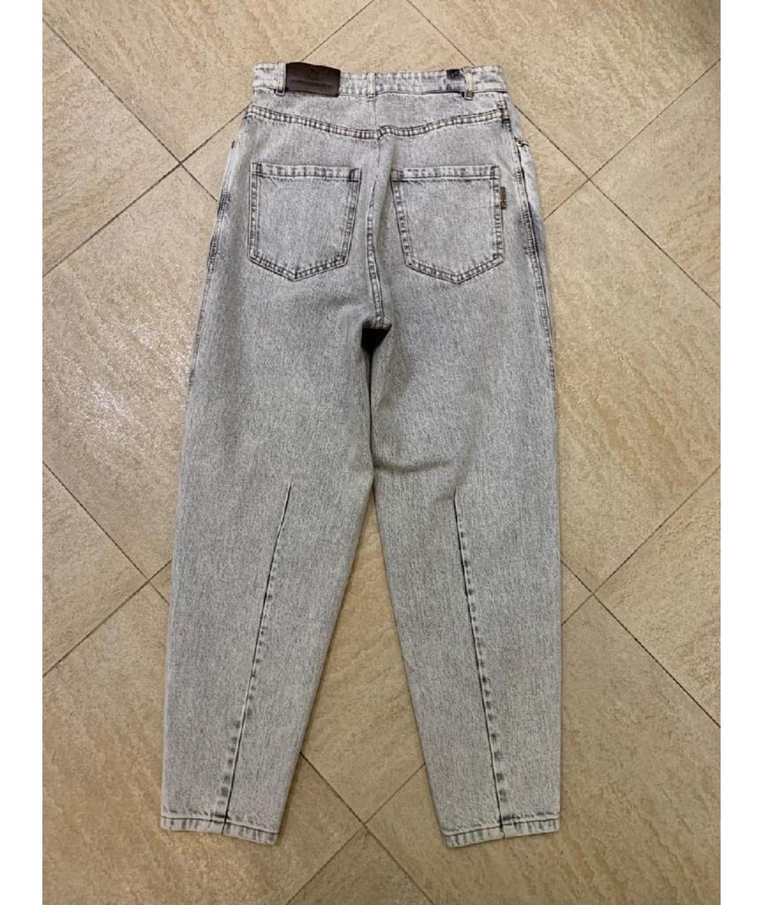 BRUNELLO CUCINELLI Серые хлопковые прямые джинсы, фото 3