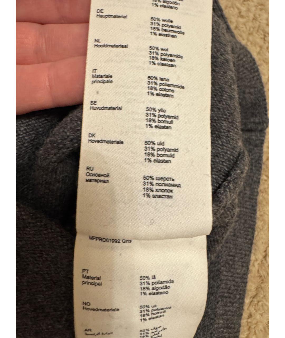 MAJE Серое шерстяное повседневное платье, фото 4