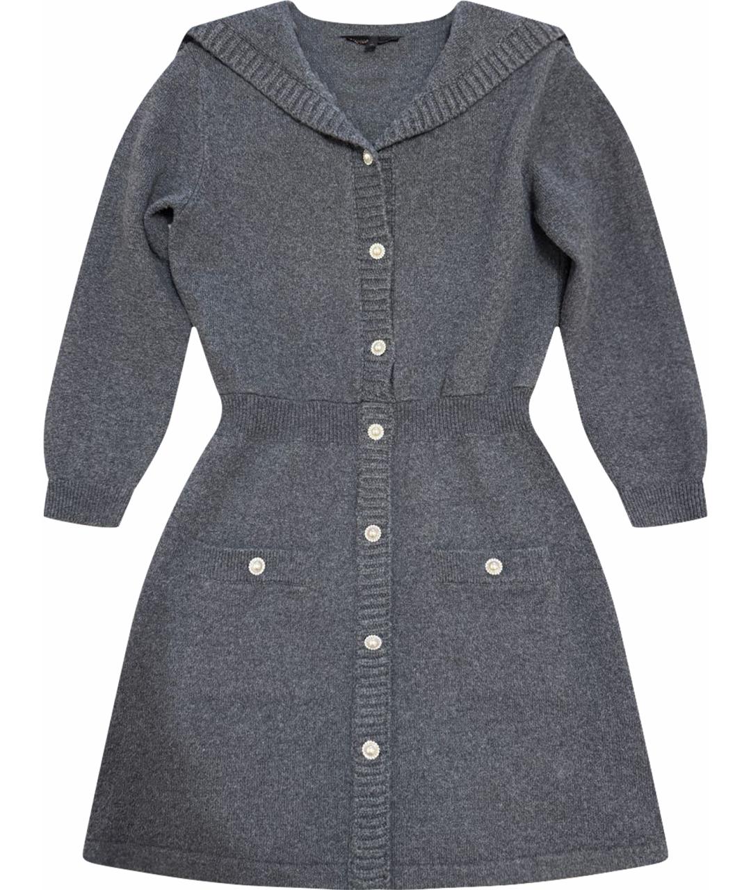 MAJE Серое шерстяное повседневное платье, фото 1