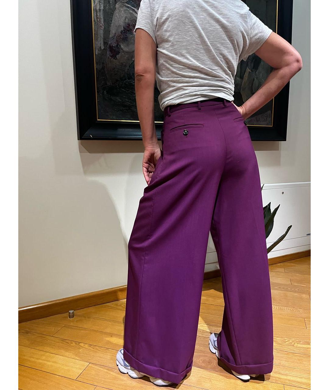 MARNI Фуксия шерстяные брюки широкие, фото 2