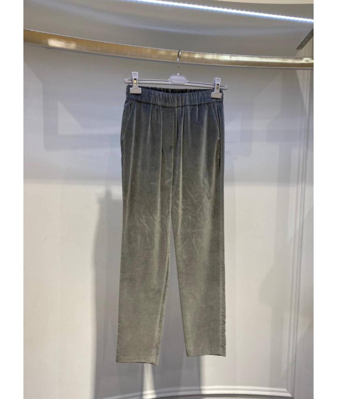 FABIANA FILIPPI Серые хлопковые прямые брюки, фото 2