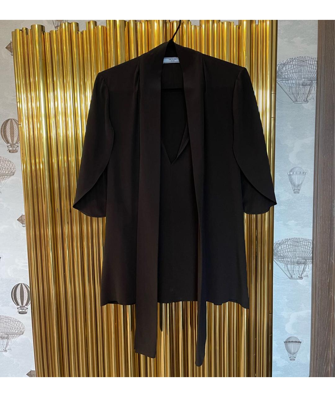 PRADA Черная шелковая блузы, фото 5