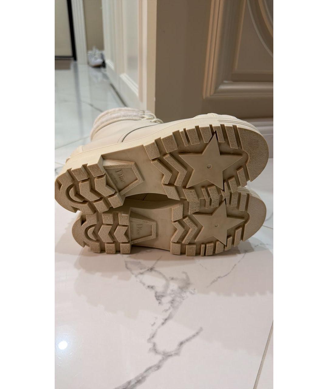 CHRISTIAN DIOR Бежевые кожаные ботинки, фото 3