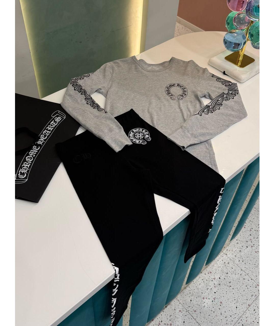 CHROME HEARTS Черные хлопковые леггинсы и велосипедки, фото 4