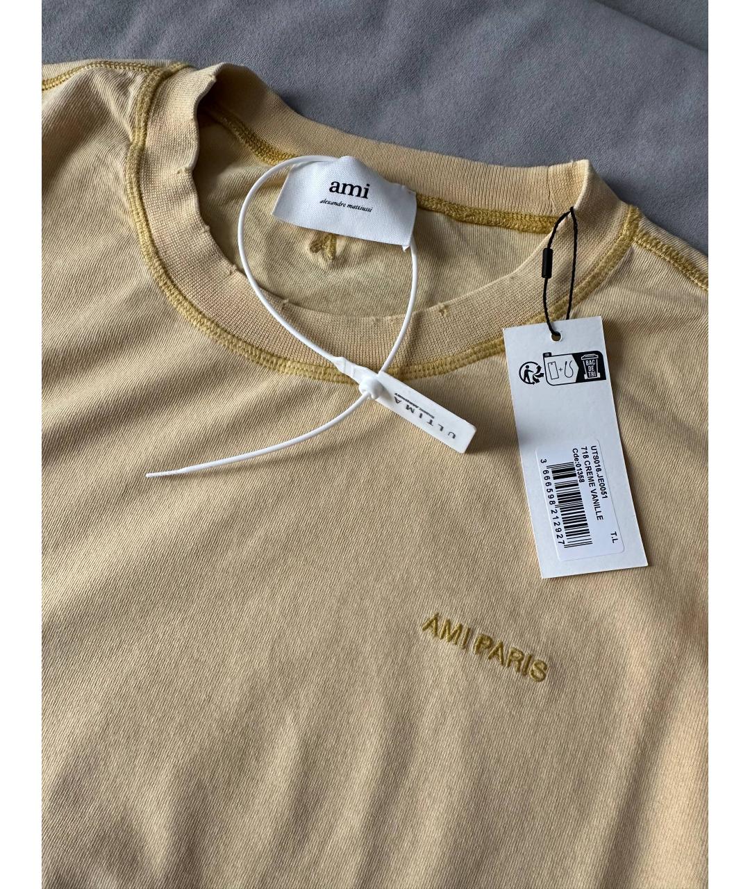 Ami Paris Желтая хлопковая футболка, фото 2