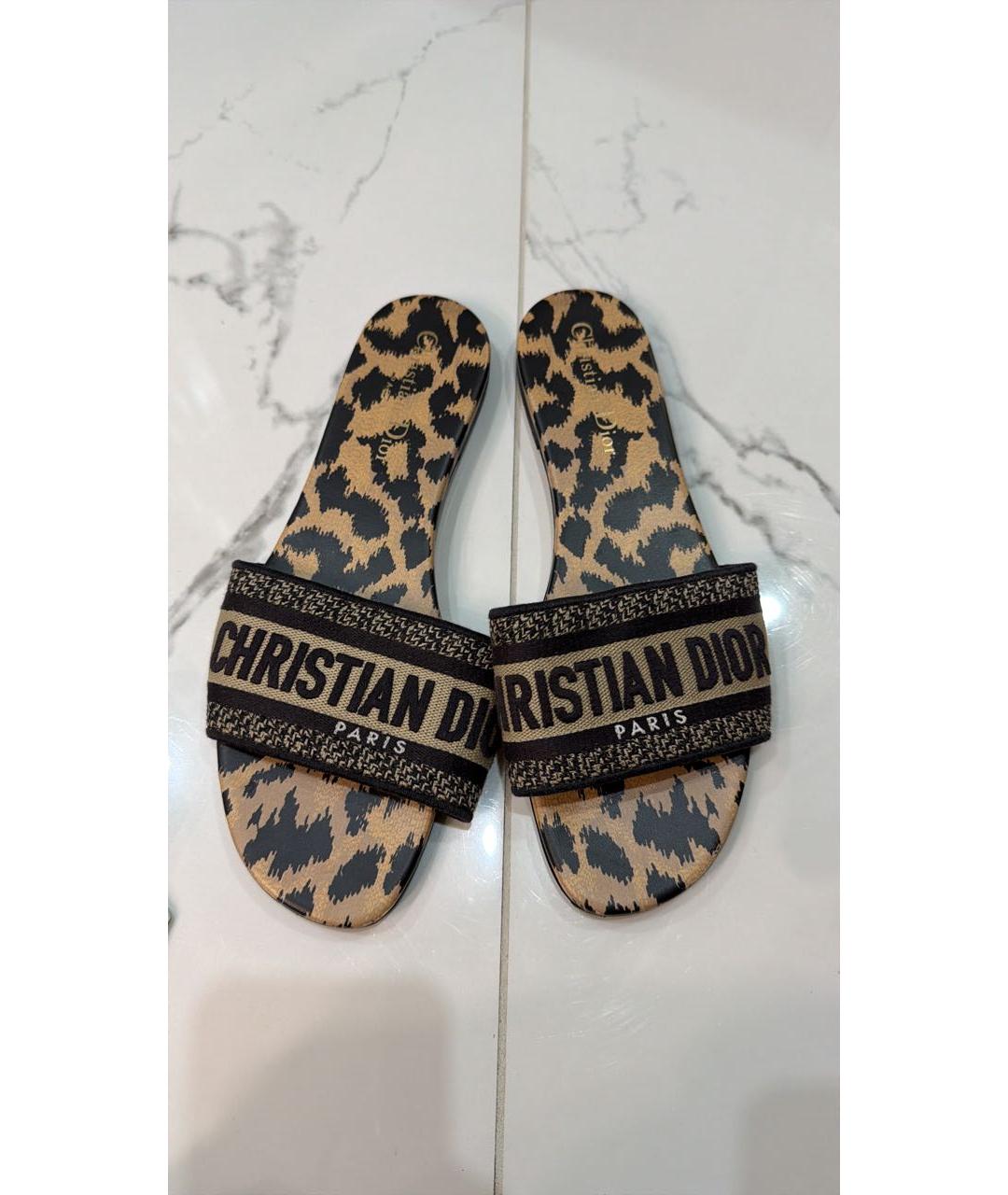 CHRISTIAN DIOR Мульти текстильные шлепанцы, фото 2