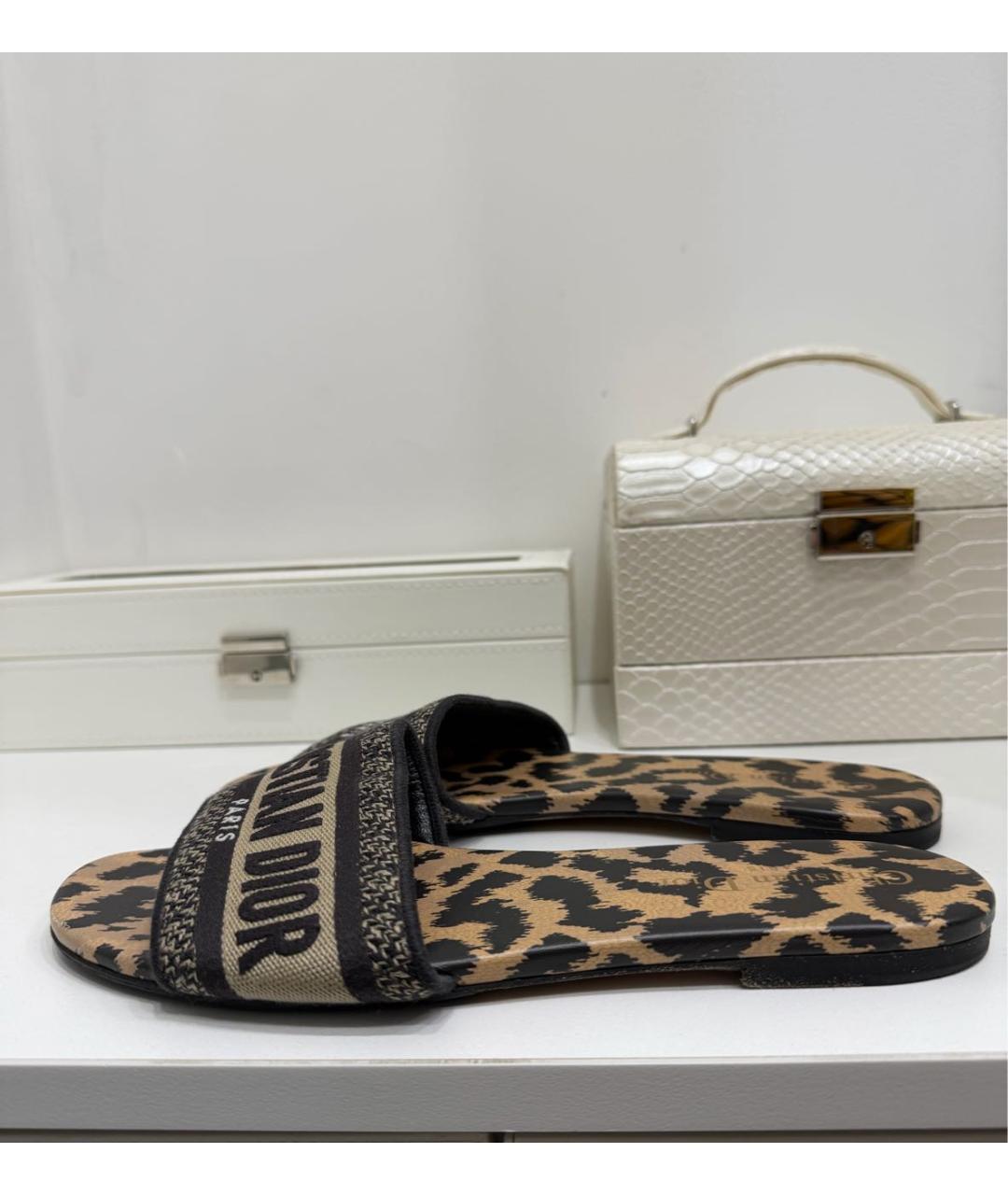 CHRISTIAN DIOR Мульти текстильные шлепанцы, фото 5
