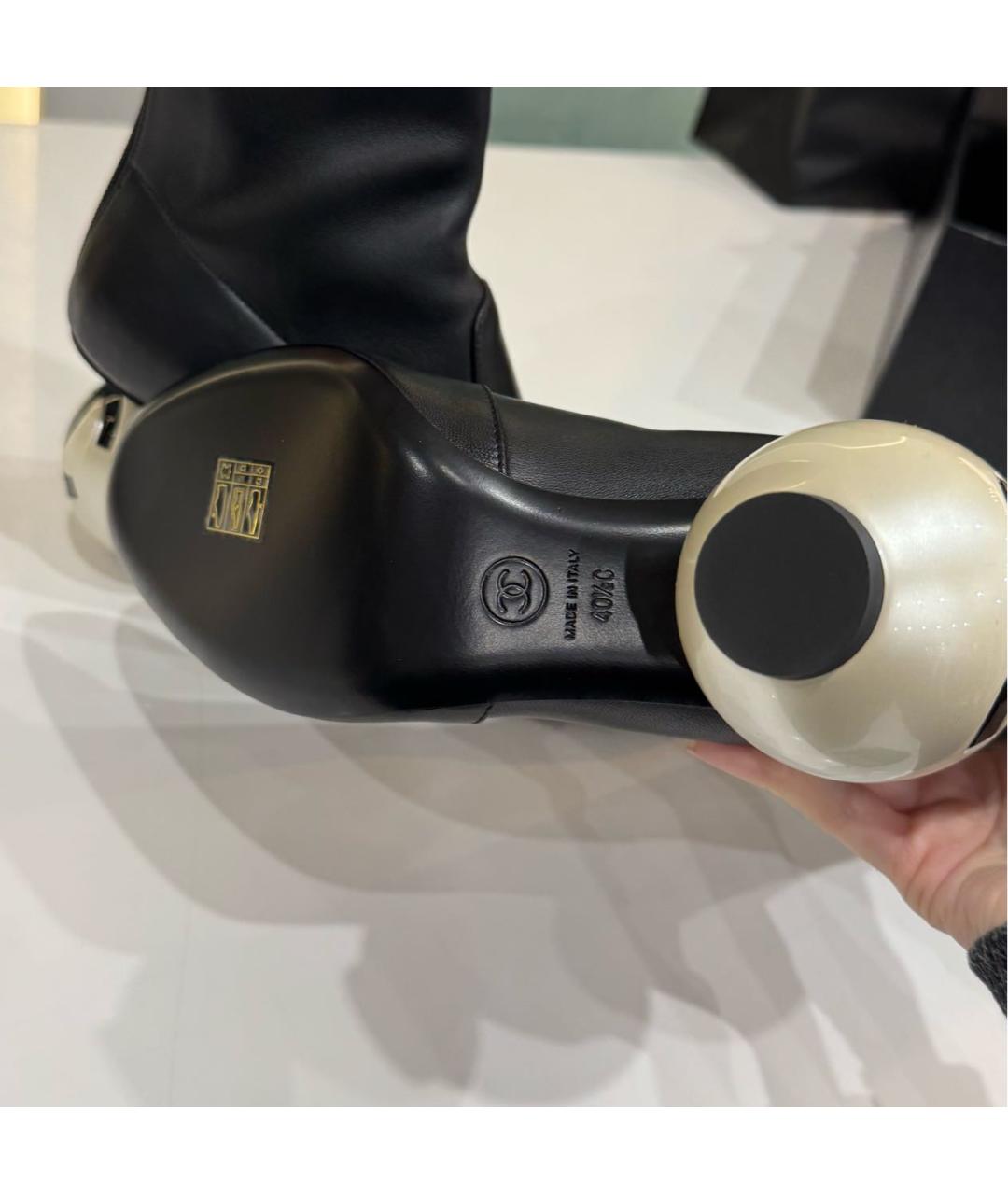 CHANEL Черные кожаные ботильоны, фото 5