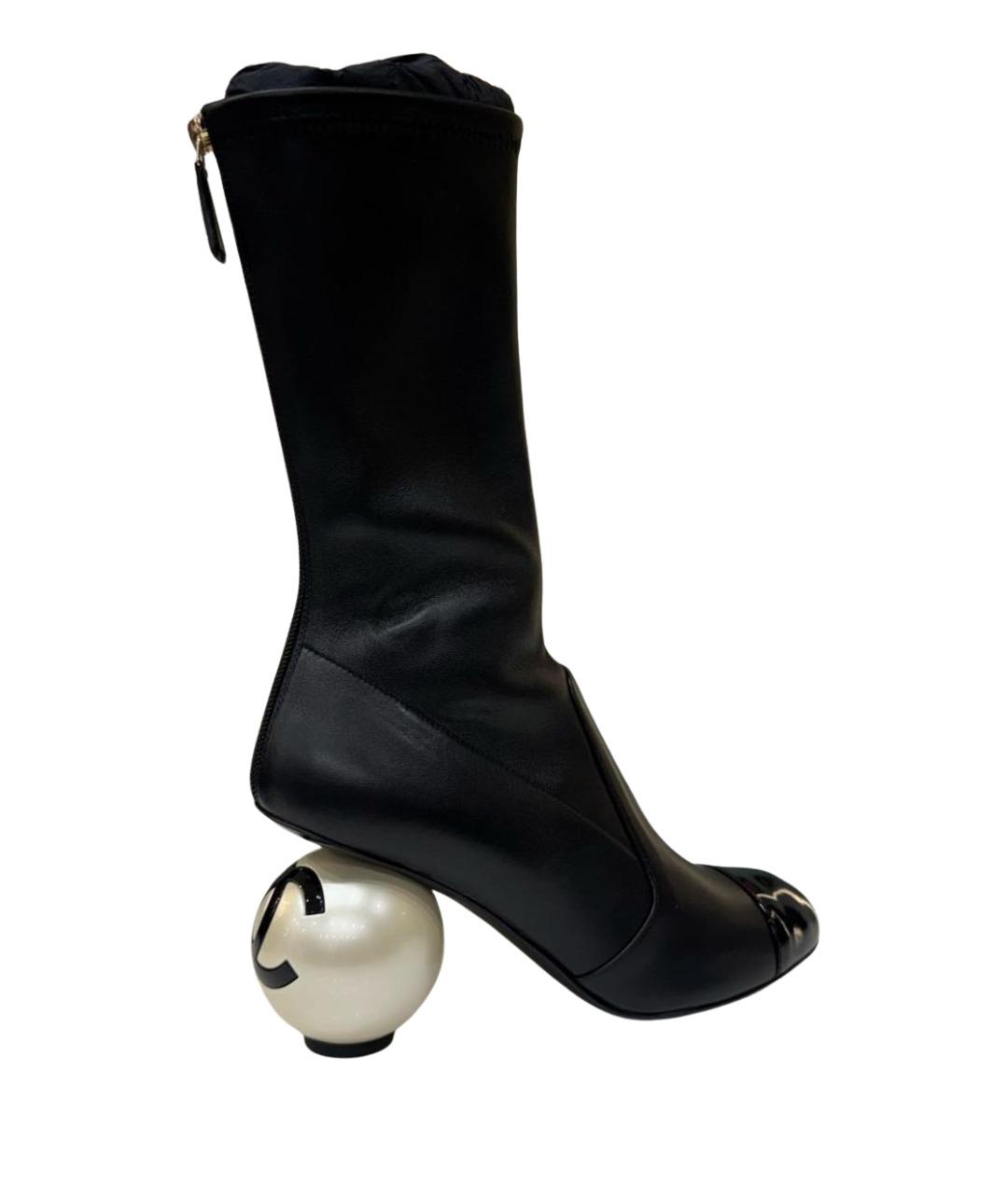 CHANEL Черные кожаные ботильоны, фото 1