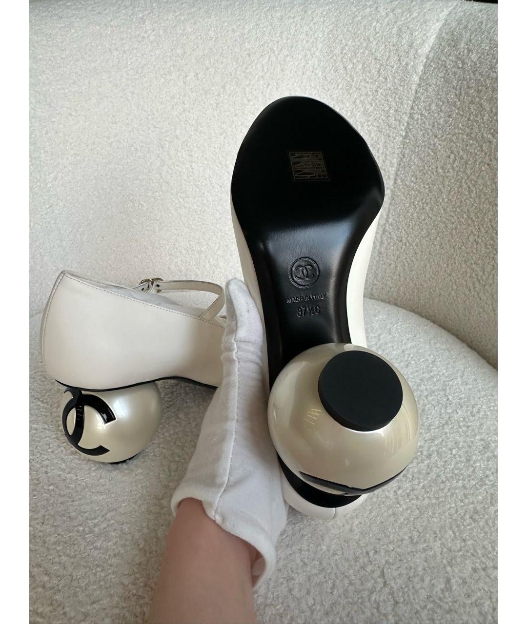CHANEL Белые кожаные туфли, фото 6