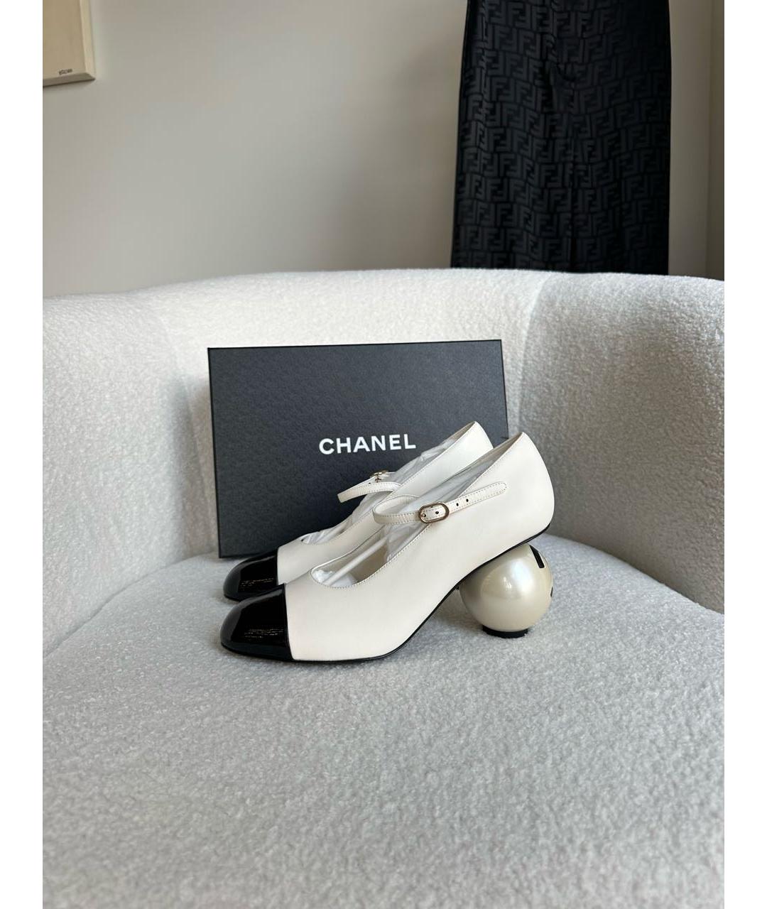 CHANEL Белые кожаные туфли, фото 7