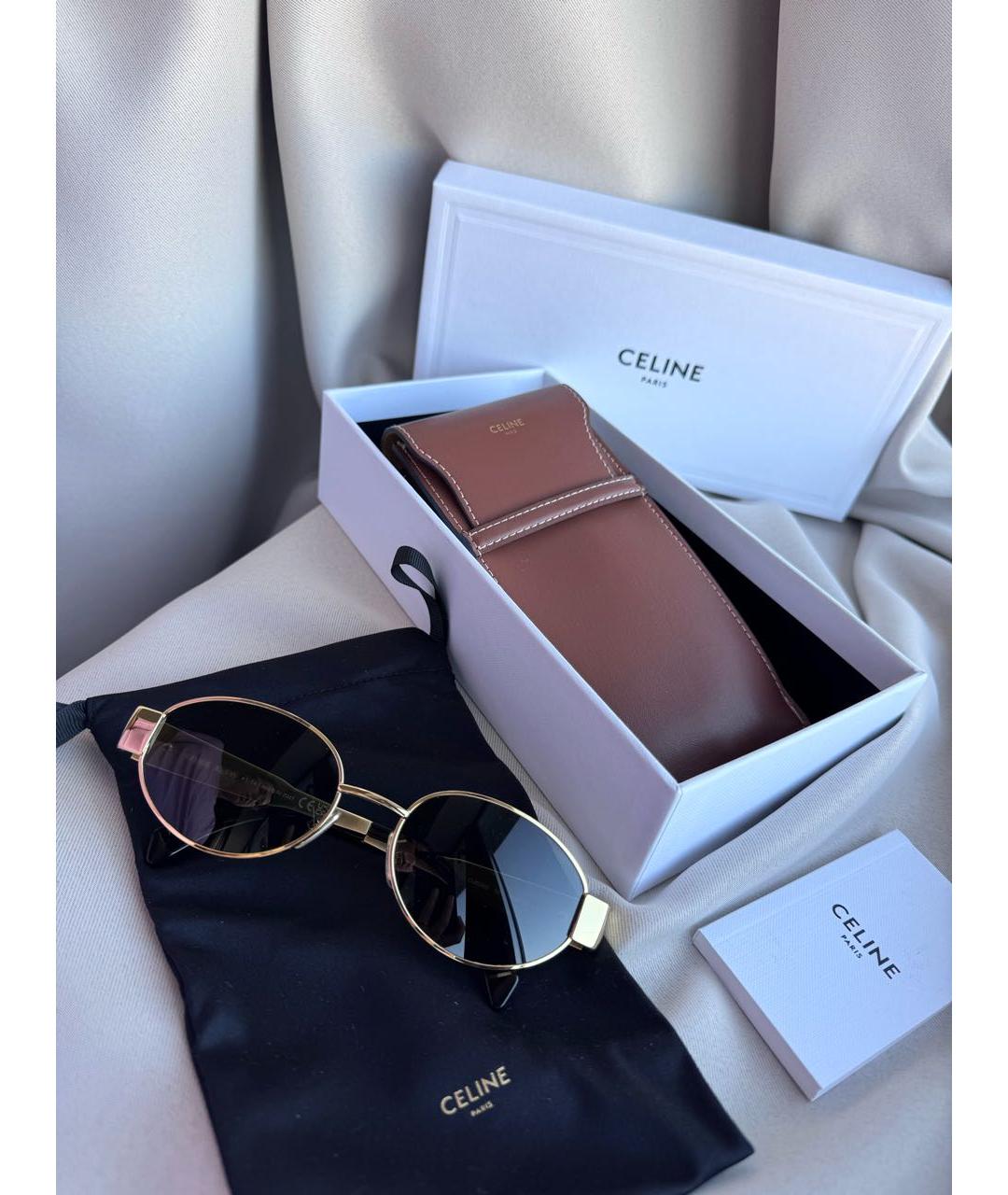 CELINE Золотые металлические солнцезащитные очки, фото 6