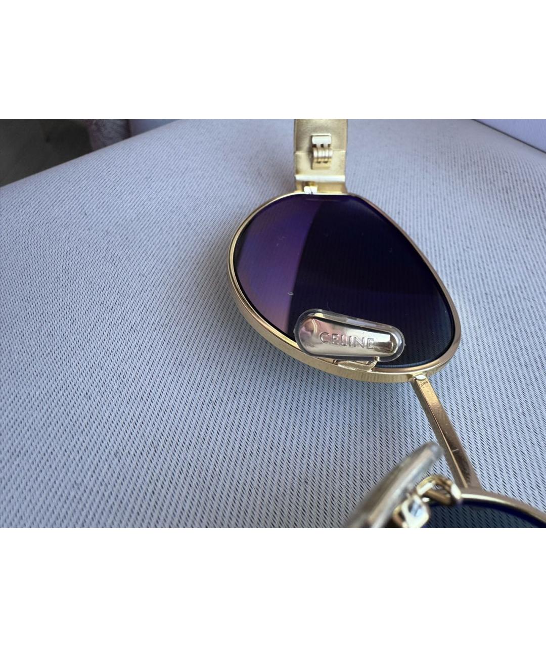 CELINE Золотые металлические солнцезащитные очки, фото 3