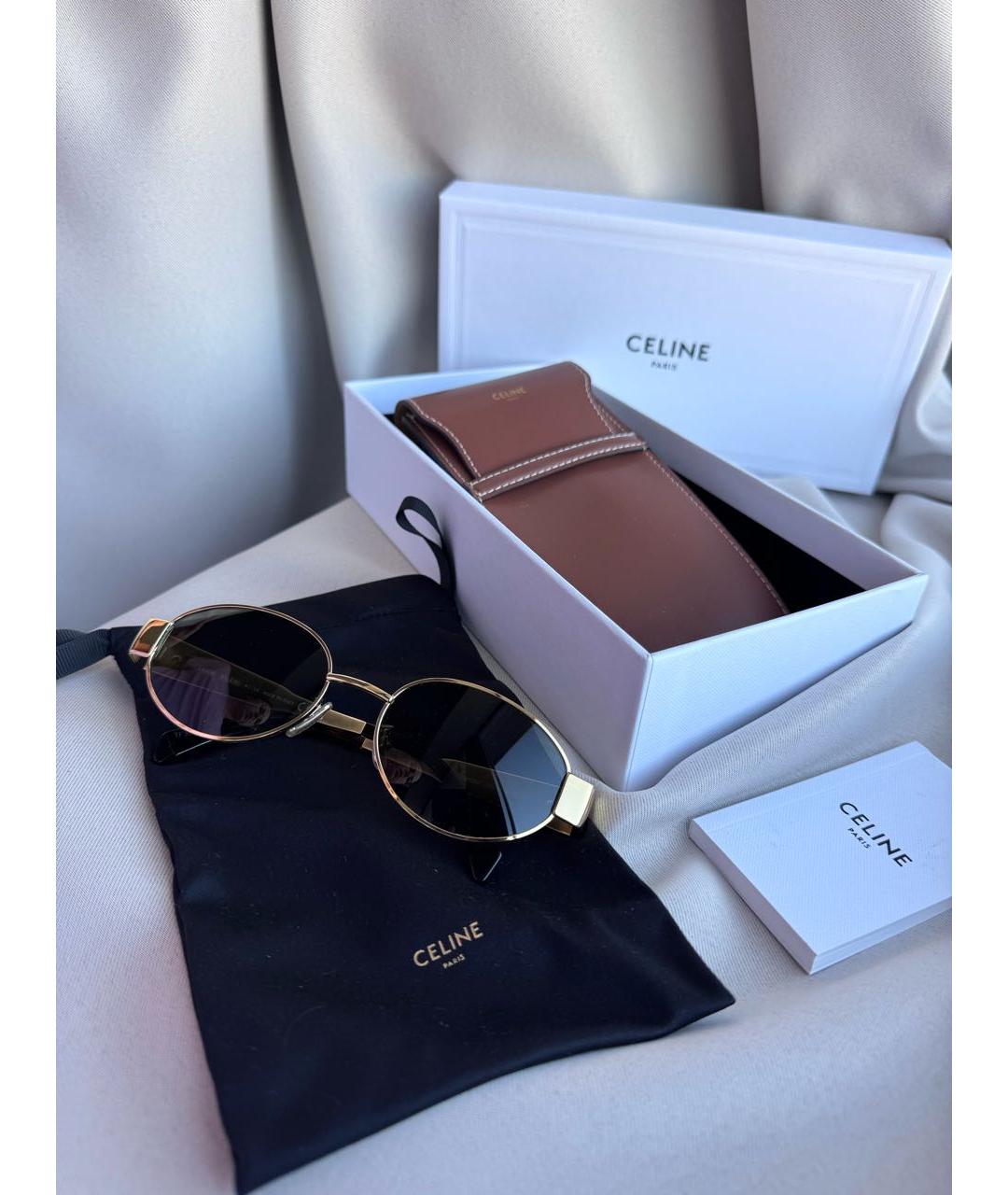 CELINE Золотые металлические солнцезащитные очки, фото 4