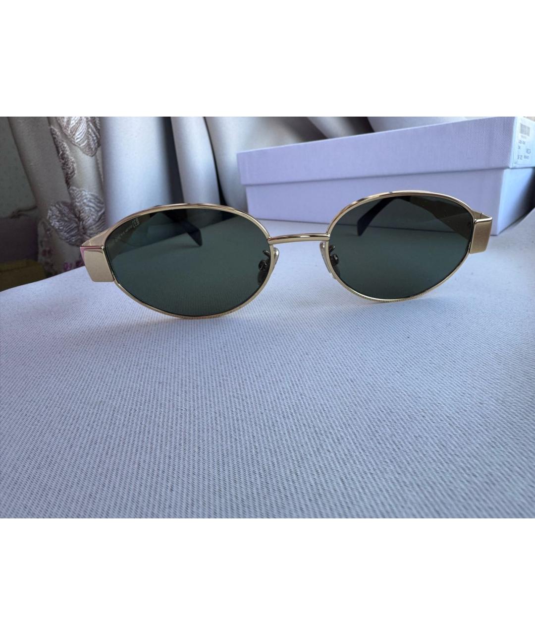 CELINE Золотые металлические солнцезащитные очки, фото 2