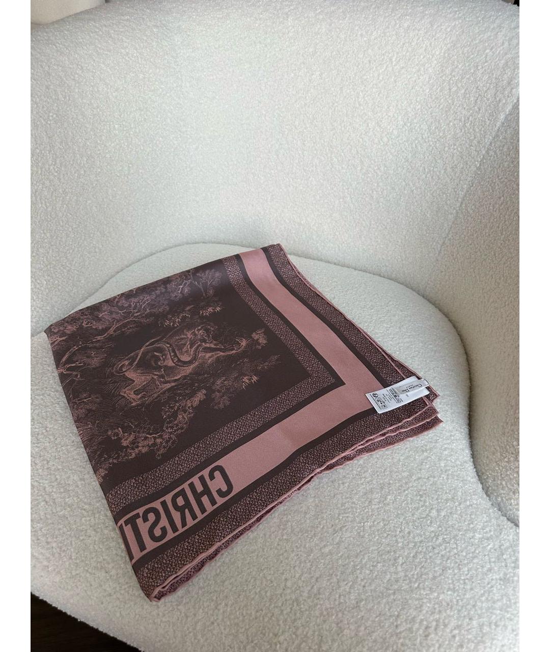 CHRISTIAN DIOR Розовый шелковый платок, фото 5