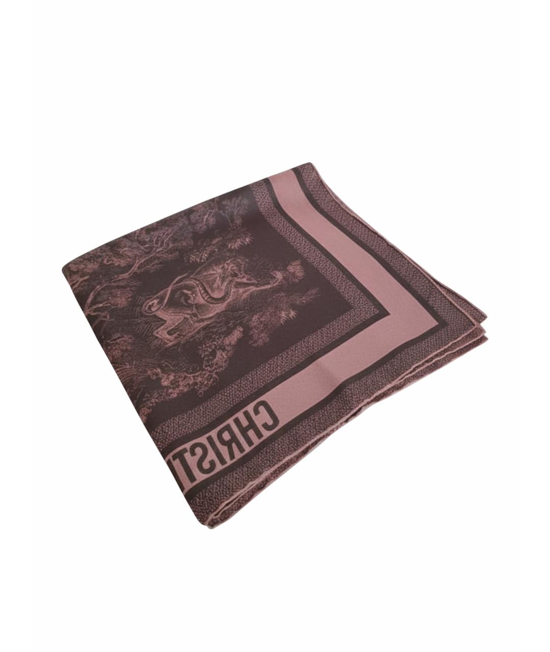 CHRISTIAN DIOR Розовый шелковый платок, фото 1