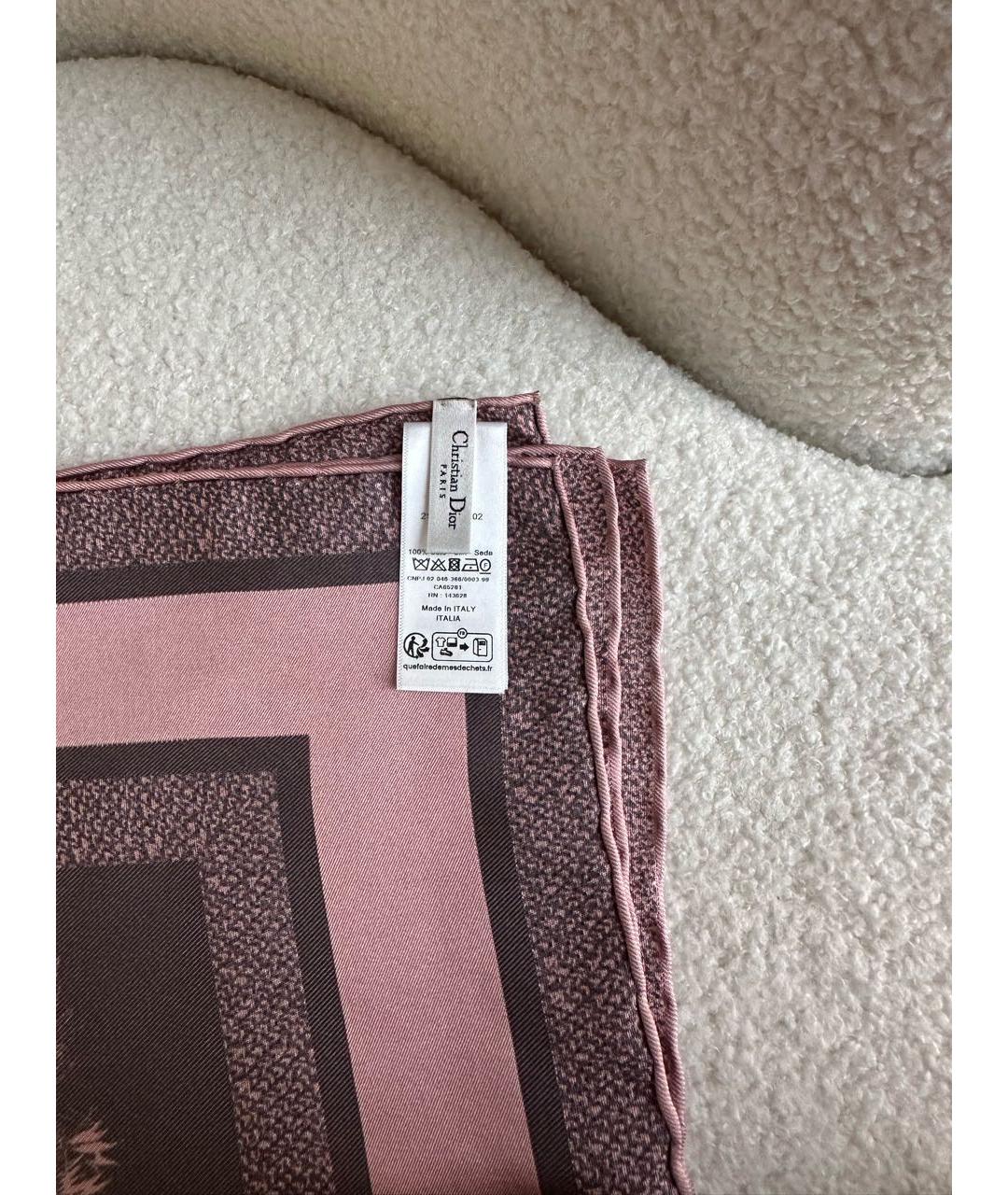 CHRISTIAN DIOR Розовый шелковый платок, фото 4