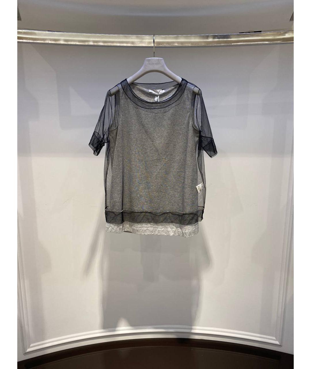 FABIANA FILIPPI Серая хлопковая футболка, фото 4